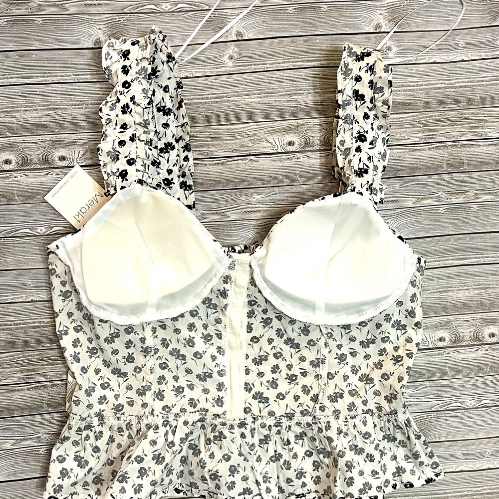 NWT Meraki Black & White Floral Crop Top Size Large - Picture 5 of 5